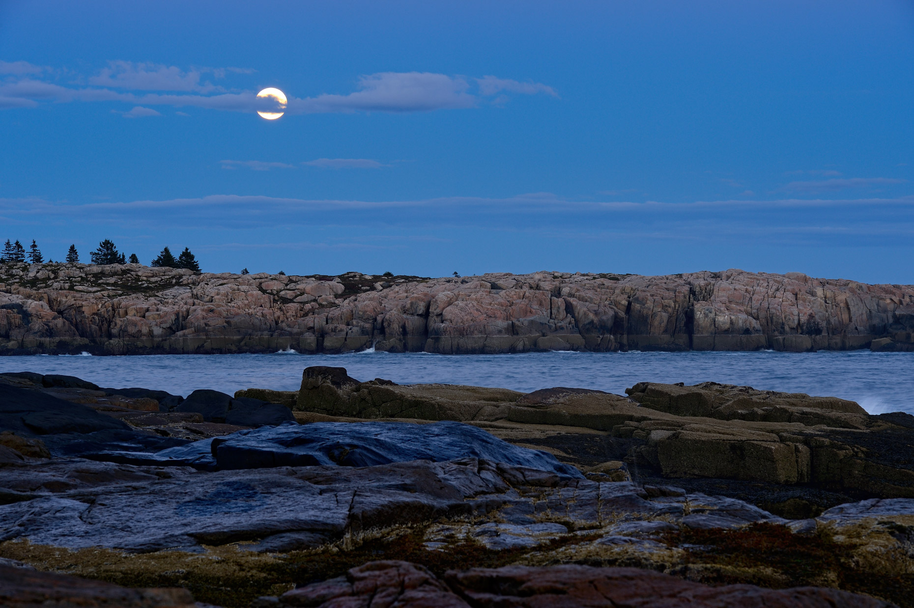Harvest Moon over Schoodic Point (Maine)